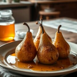 Poires rôties au Miel et à la Cannelle