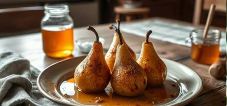 Poires rôties au Miel et à la Cannelle