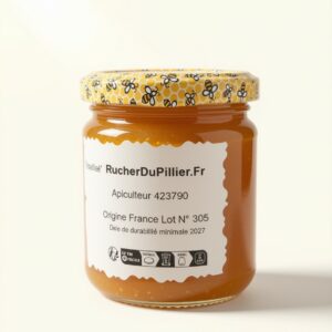 Pot de miel cristallisé artisanal 250g, apiculteur du Rucher du Pillier à Châteauneuf (Loire 42)
